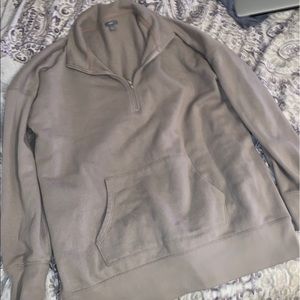 Aerie Half Zip Beige Sweatshirt